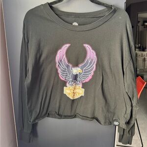 Harley Davidson Crop Top with Neon Eagle
